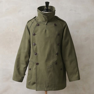 1940s French Army Motorcycle Canvas Coat