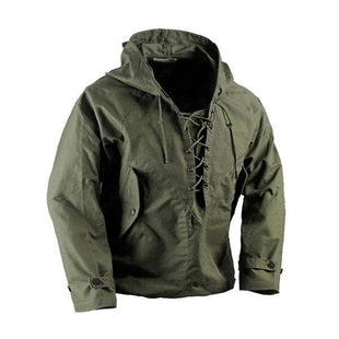 USN Wet Weather Parka Vintage Deck Jacket Pullover Lace Up WW2 Uniform