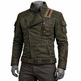 Distressed Cyberpunk Biker Outerwear