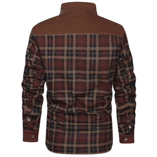 Men's Retro Check Pattern Stitching Warm Wanderer Jacket IV