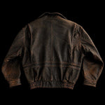 Vintage Fireman Clasp Aviator Leather Bomber Jacket