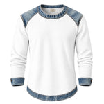 Vintage Denim Trim Waffle Knit Sweatshirt