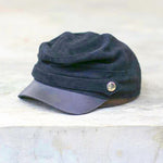 Stylish Leather Hat with Brass Details -Suede Leather Cap - Civil War Cap